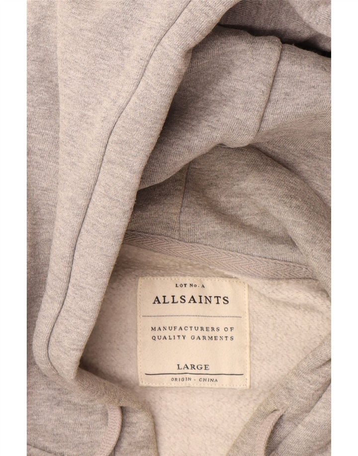 ALL SAINTS Suéter con capucha y cremallera para hombre Algodón gris grande