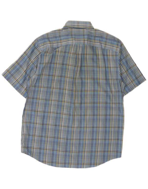EDDIE BAUER Camisa de manga corta de ajuste relajado para hombre Algodón a cuadros azul medio