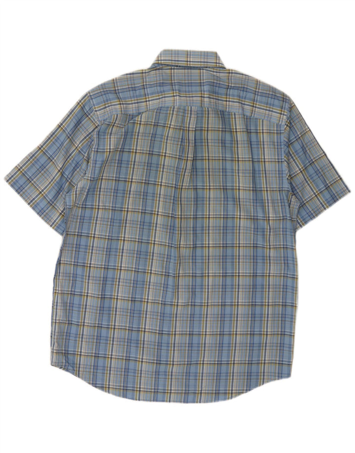 EDDIE BAUER Camisa de manga corta de ajuste relajado para hombre Algodón a cuadros azul medio