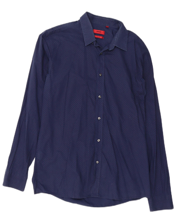 Camisas HUGO BOSS Hombre | Camisa slim fit de algodón con lunares en azul marino grande