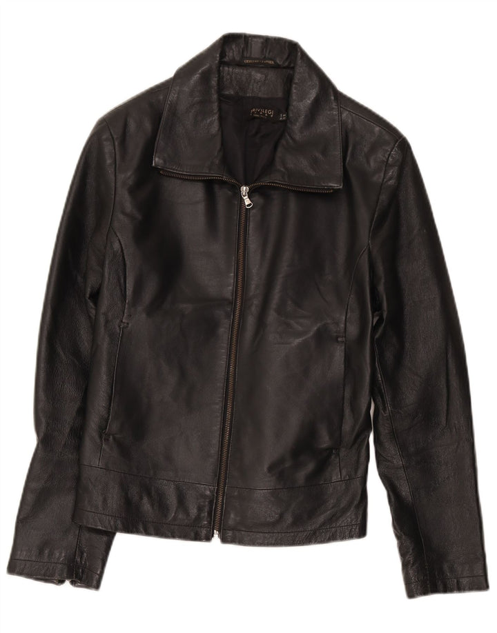 Chaqueta bomber corta de cuero para mujer Privilegi IT 44 Cuero negro mediano