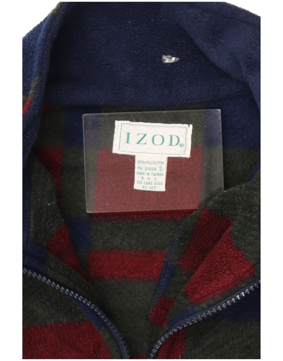 IZOD Jersey de forro polar con cuello y cremallera para hombre, tamaño pequeño, poliéster a cuadros multicolor