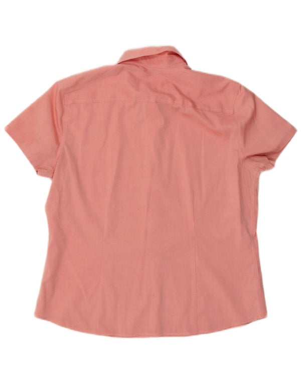 Eddie Bauer Camisa elástica de manga corta para mujer UK 46 Large Pink Cotton