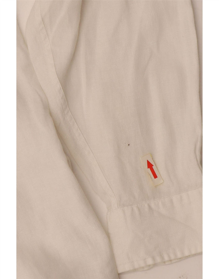 Camisa Brooks Brothers Hombre Mediana Lino Blanco