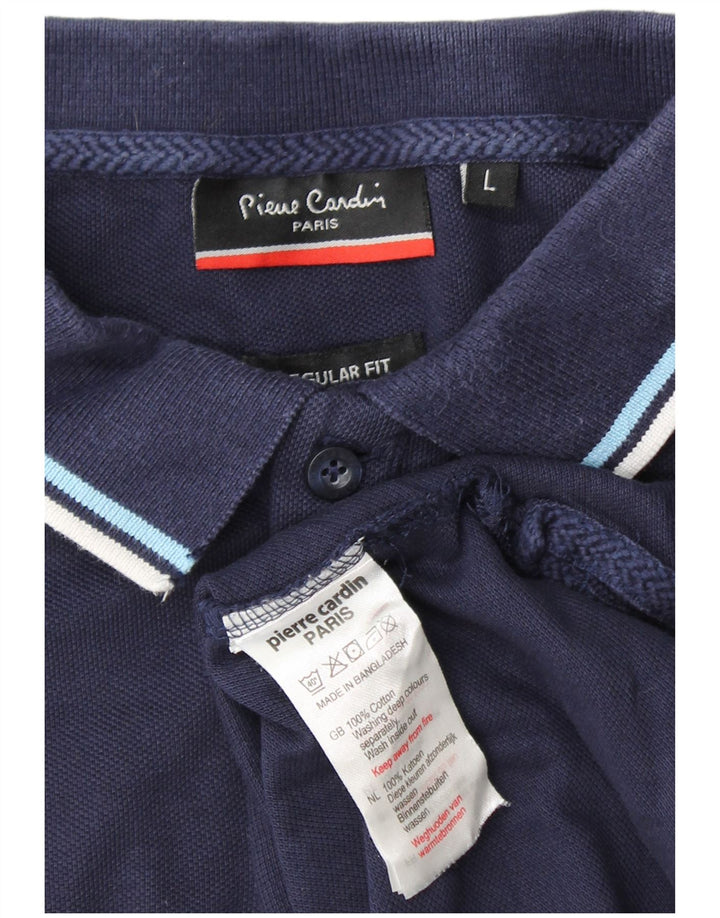 PIERRE CARDIN Polo de corte regular para hombre de algodón azul marino grande