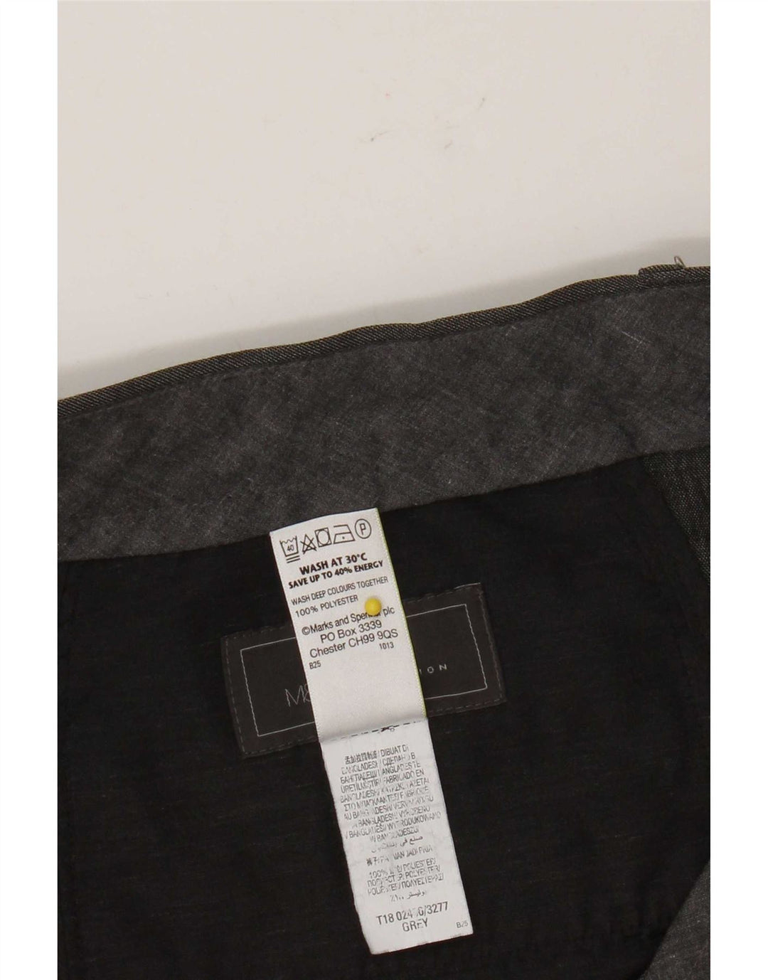 Marks & Spencer Pantalón de traje de corte regular para hombre W36 L31 Poliéster gris