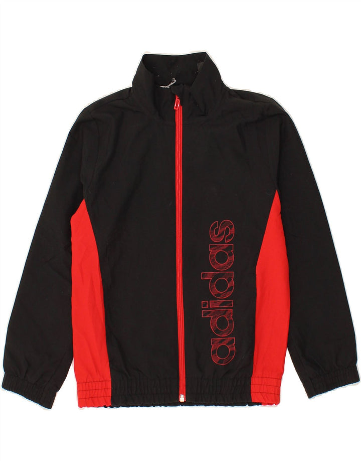 ADIDAS Boys Graphic Tracksuit Top Jacket 7-8 Years Black Colourblock Vintage Adidas and Second-Hand Adidas from Messina Hembry 