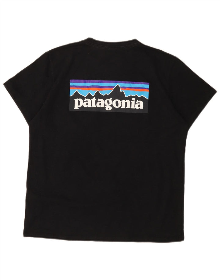Patagonia Mujer Camiseta Gráfica Top UK 40 Grande Poliéster Negro