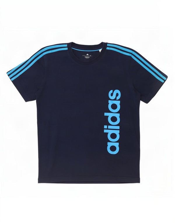 Adidas Mens Climalite Graphic Camiseta Top Grande Azul Marino Algodón