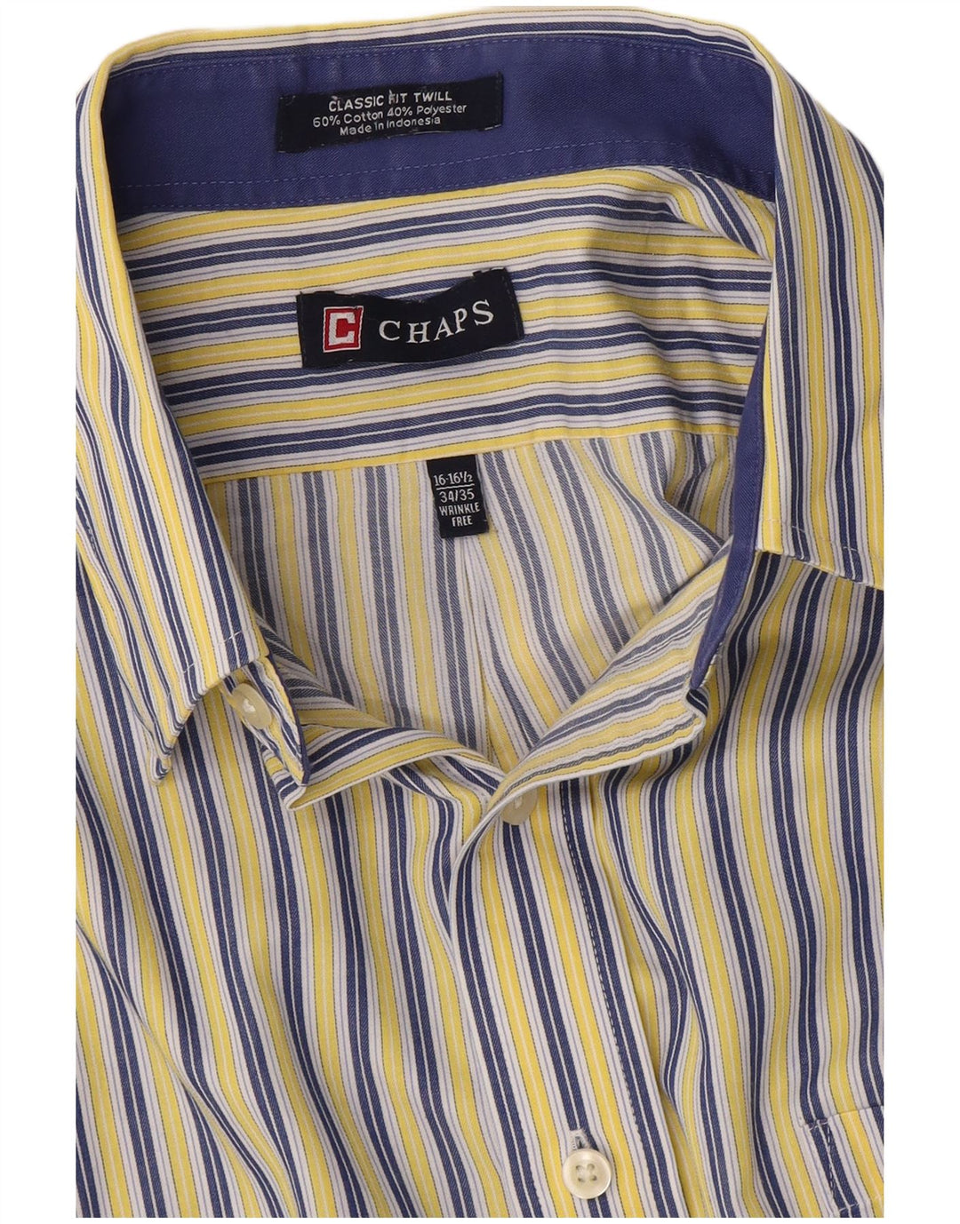 Chaps Camisa para hombre talla 16 16 1/2 grande algodón a rayas amarillas