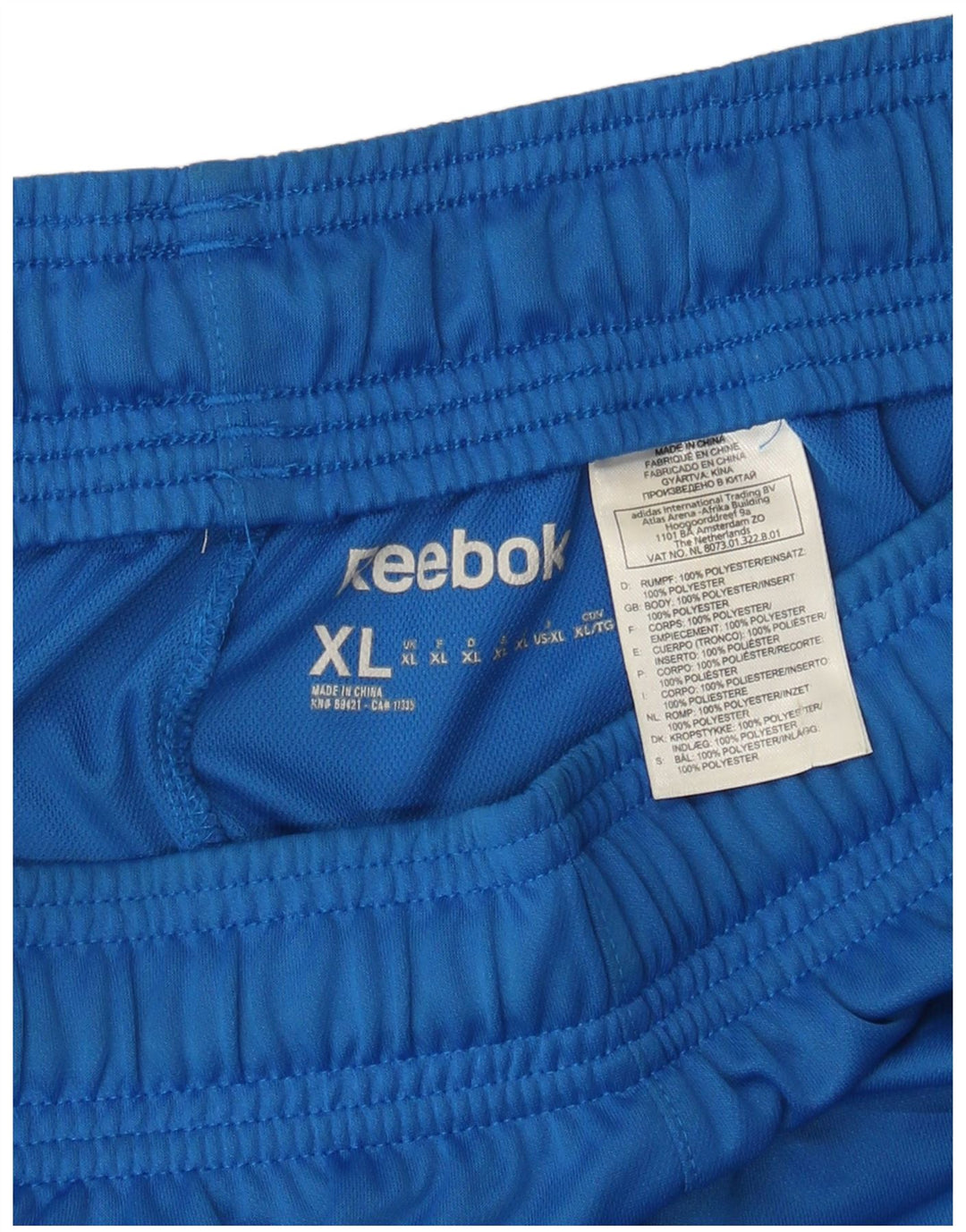REEBOK Pantalones cortos deportivos para hombre XL Azul Colorblock Poliéster