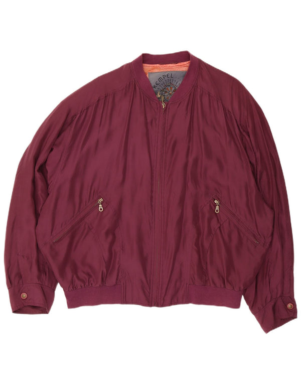 Kempel Chaqueta Bomber para Hombre UK 42 XL Seda Burdeos