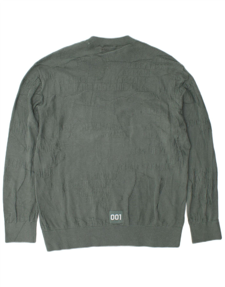 Armani Exchange Jersey con cuello redondo para hombre, talla pequeña, algodón verde