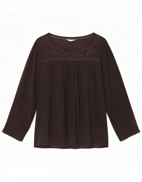 White Stuff Blusa de manga larga para mujer UK 46 Viscosa gris grande