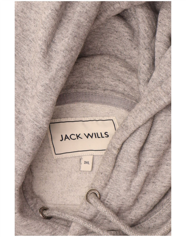 JACK WILLS Jersey con capucha gráfico para hombre 3XL Algodón moteado gris