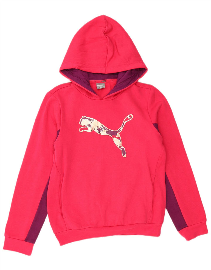 PUMA Jersey con capucha gráfica para niña 11-12 años Algodón color block rosa