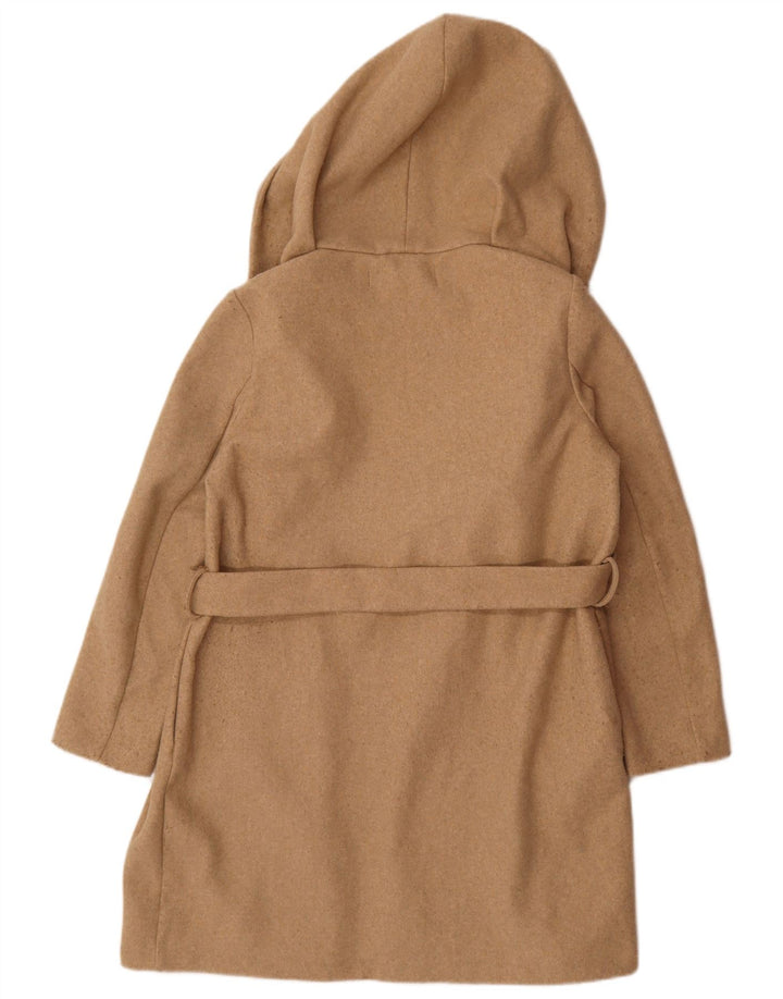 Zara Mujer Abrigo extragrande con capucha UK 10 Small Beige Poliéster