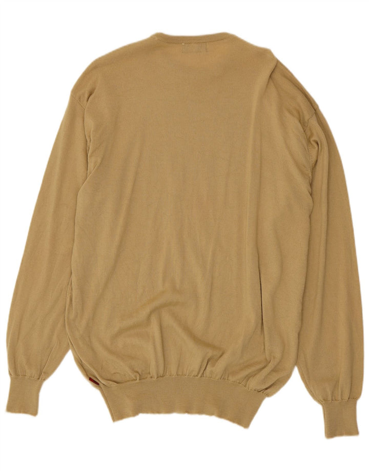 Kappa Jersey de cuello redondo para hombre, talla 2XL, lana virgen beige
