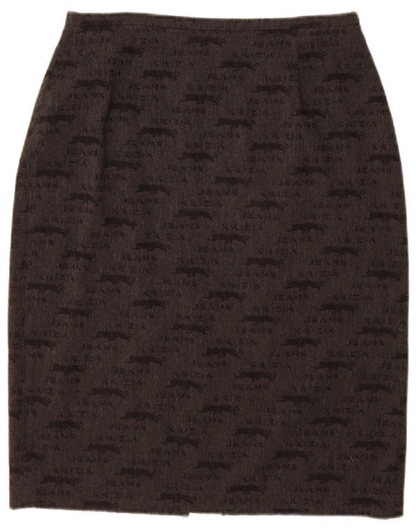 KRIZIA JEANS Falda lápiz gráfica para mujer UK 12 Medium W28 Gris