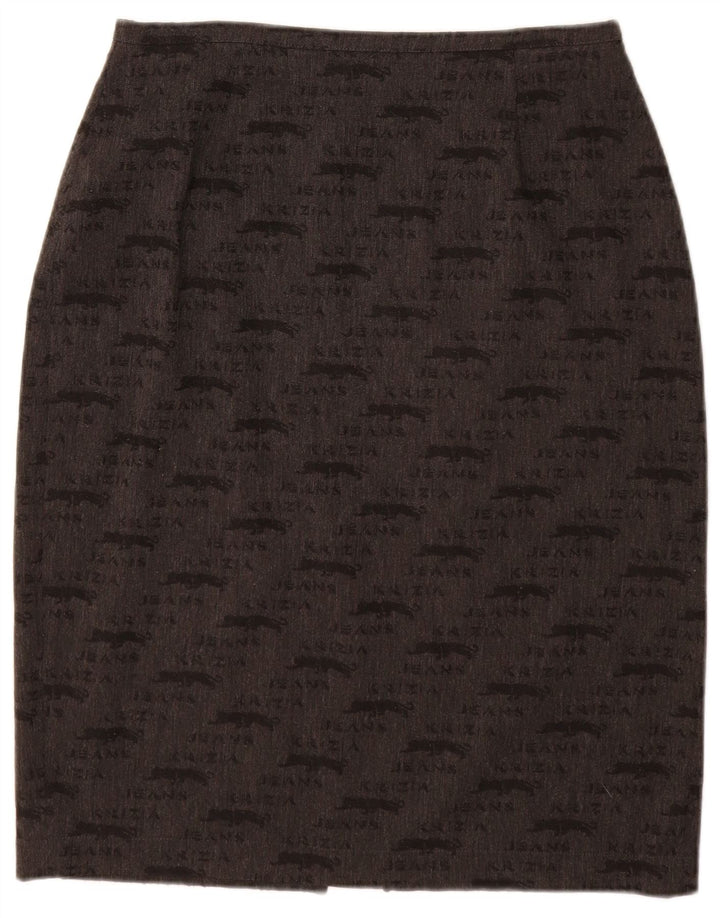 KRIZIA JEANS Falda lápiz gráfica para mujer UK 12 Medium W28 Gris