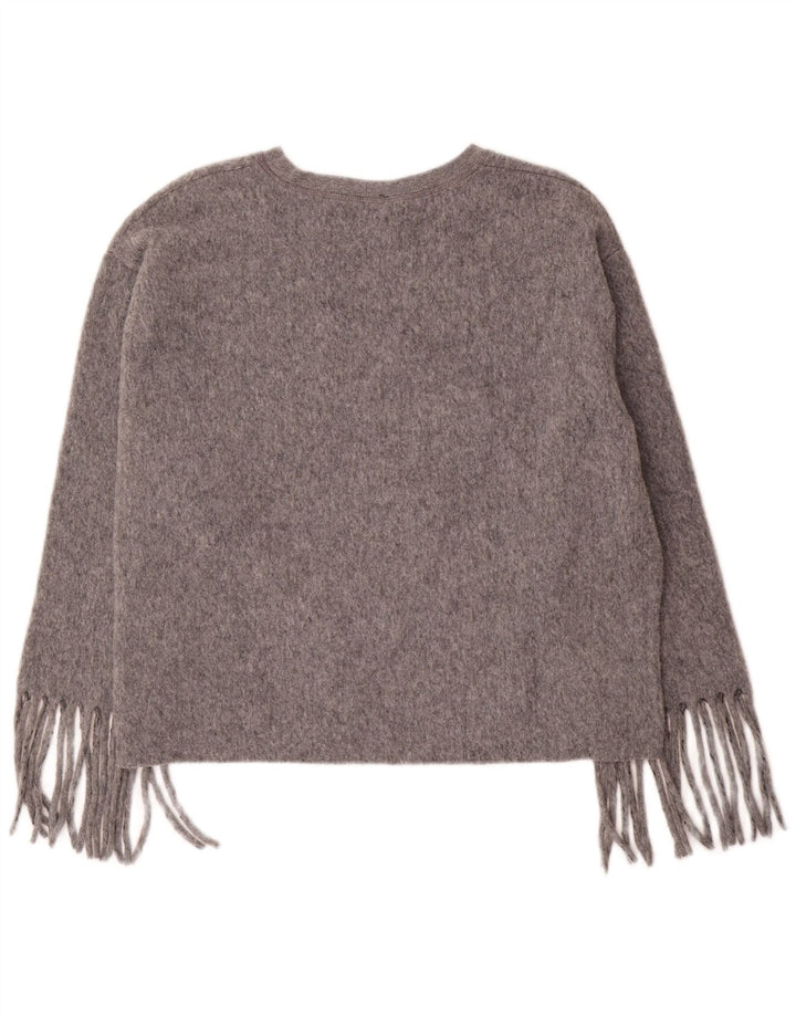 Zara - Jersey extragrande con cuello barco para mujer, talla 40, poliéster gris grande