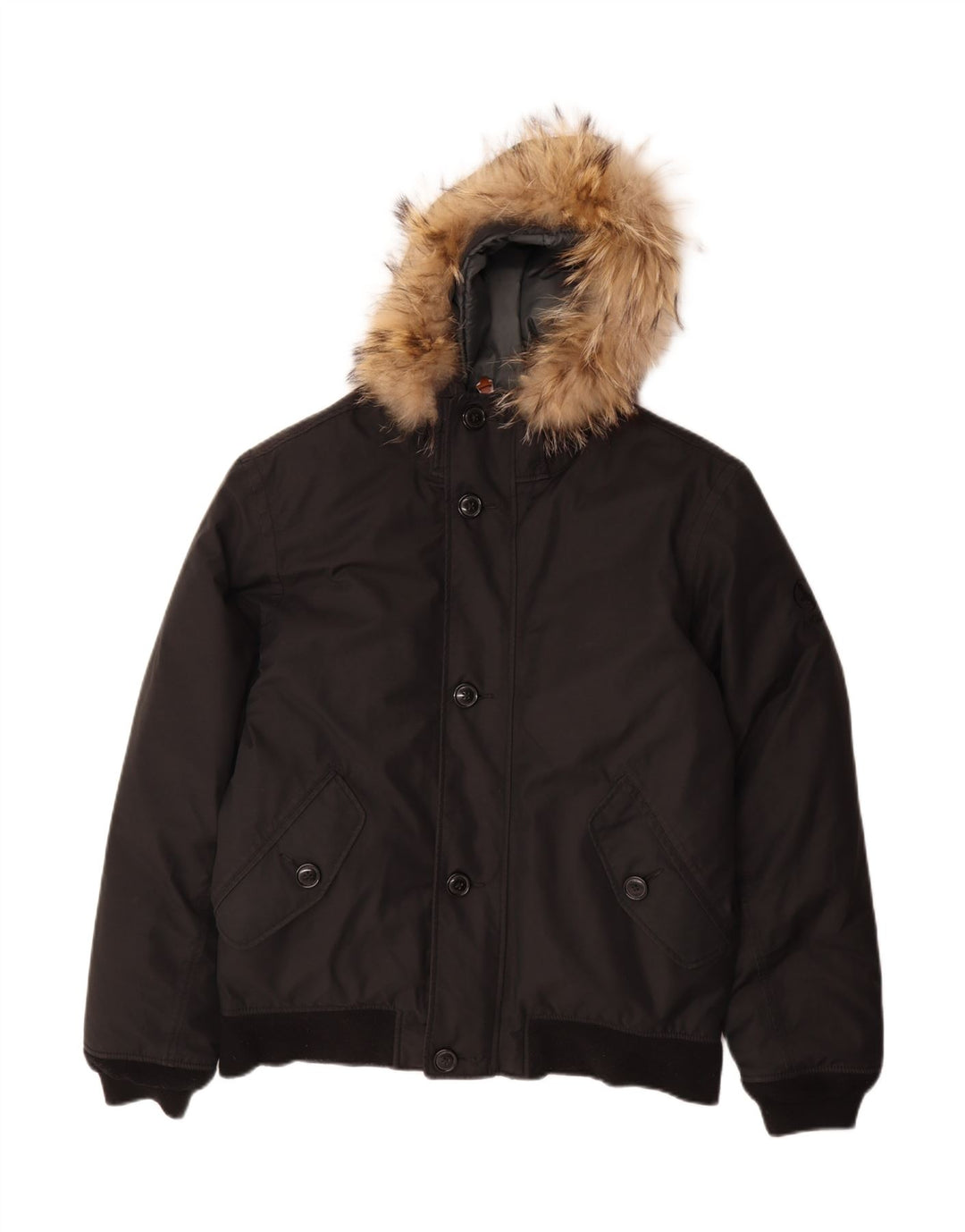 Chaqueta bomber con capucha Aigle para hombre Reino Unido 38/40 Algodón negro mediano