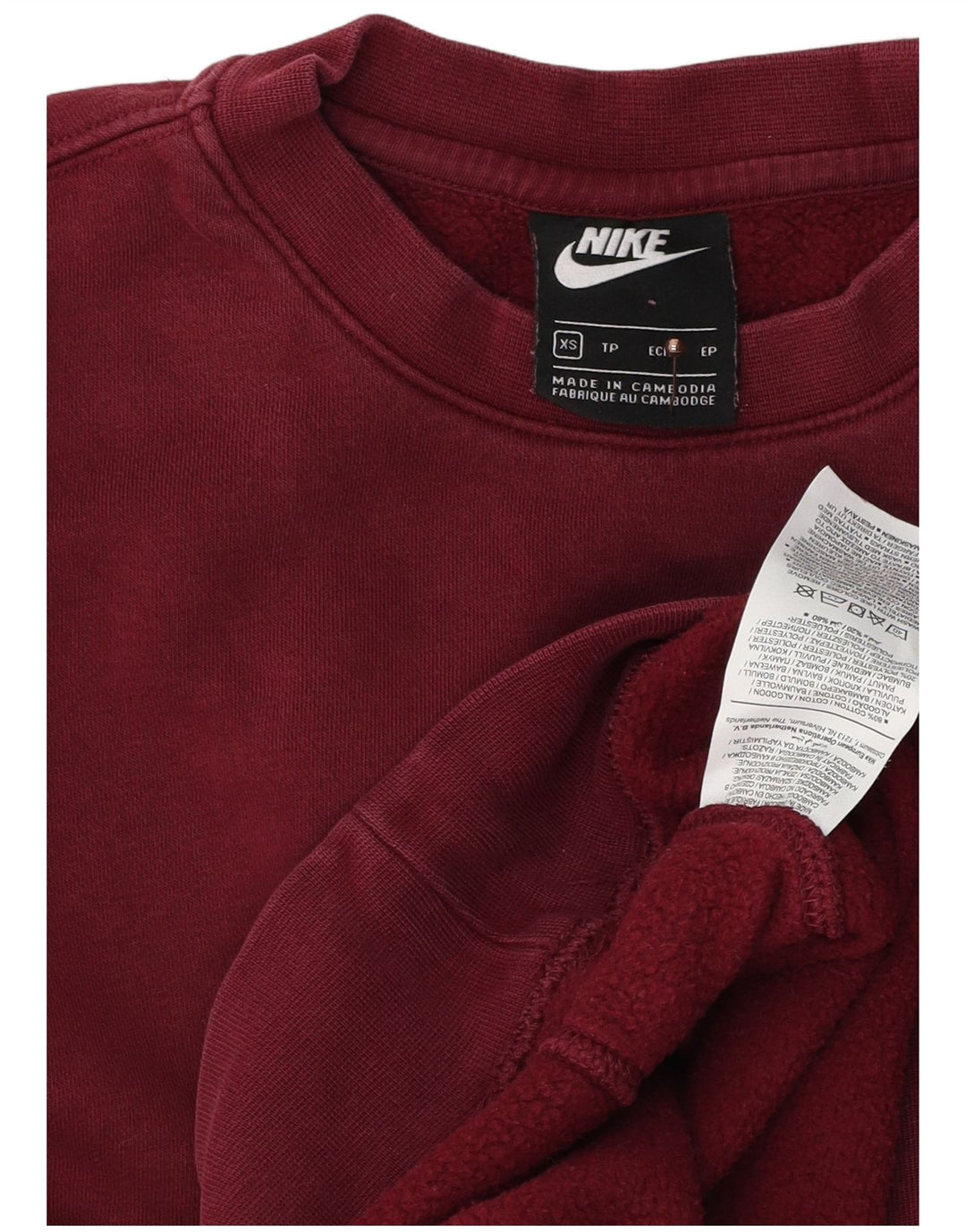 NIKE Hombre Sudadera Jumper XS Borgoña Algodón