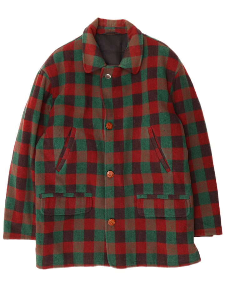 Abrigo vintage para hombre IT 48 Lana mediana a cuadros multicolor