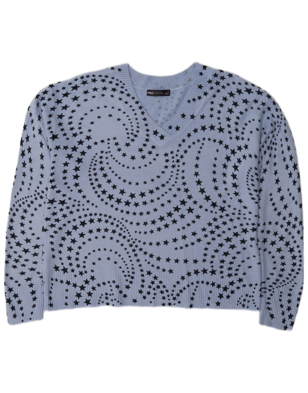 Marks & Spencer Suéter con Cuello en V para Mujer UK 46 Grande Azul