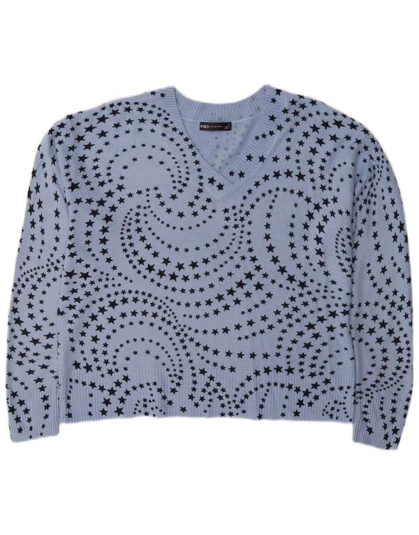 Marks & Spencer Suéter con Cuello en V para Mujer UK 46 Grande Azul
