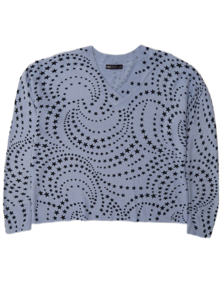 Marks & Spencer Suéter con Cuello en V para Mujer UK 46 Grande Azul