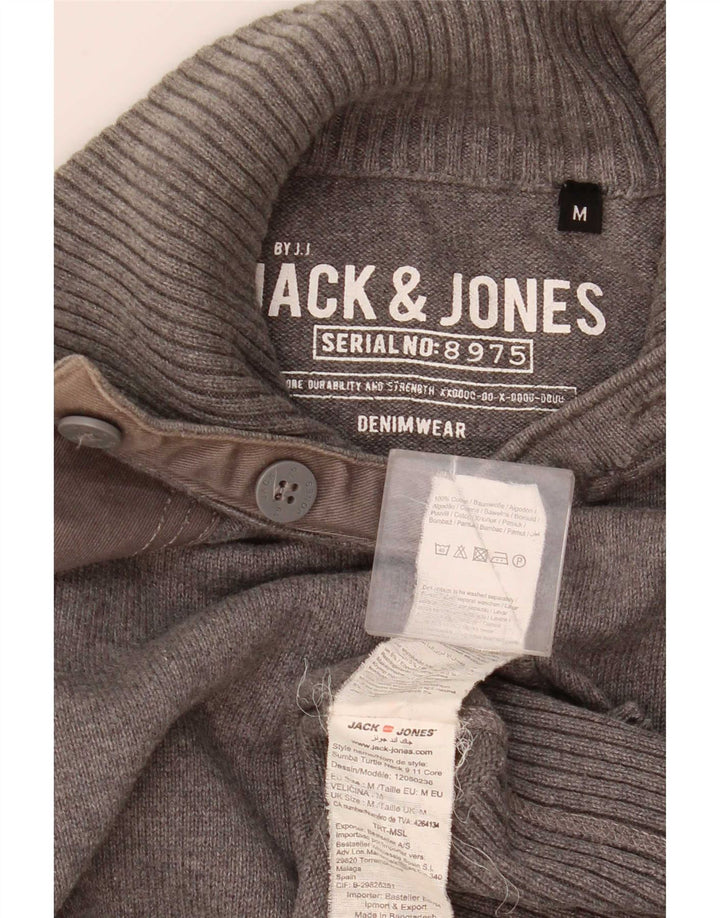 Jack & Jones Hombre Button Neck Jumper Sweater Gris Medio