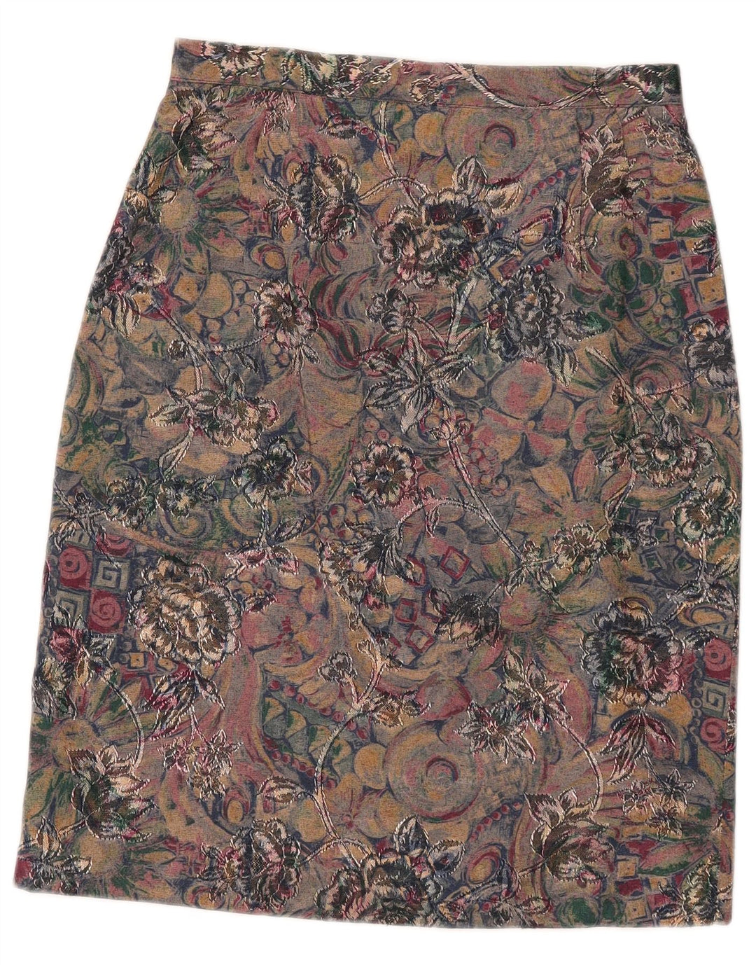Falda lápiz vintage para mujer W27 pequeño paisley multicolor