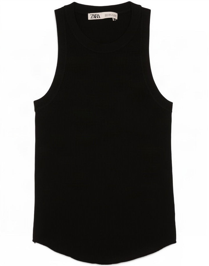 Zara Mujer Chaleco Top UK 8 Small Negro