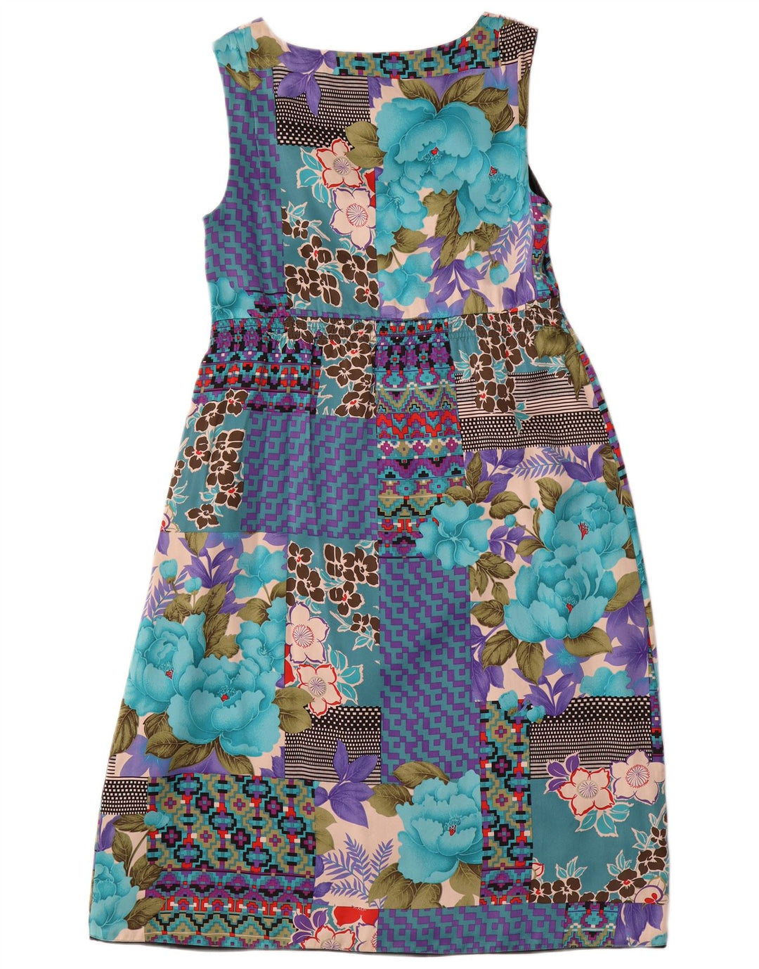 Monsoon Vestido Imperio Sin Mangas para Mujer UK 40 Pequeño Patchwork Multicolor