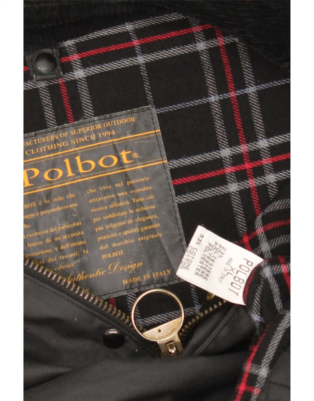 Polbot Chaqueta de algodón encerado para hombre UK 42 XL Negro