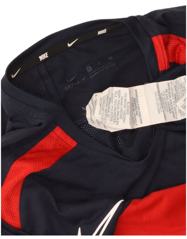 Camiseta Nike Dri Fit para hombre Top Small Azul marino Colorblock Poliéster
