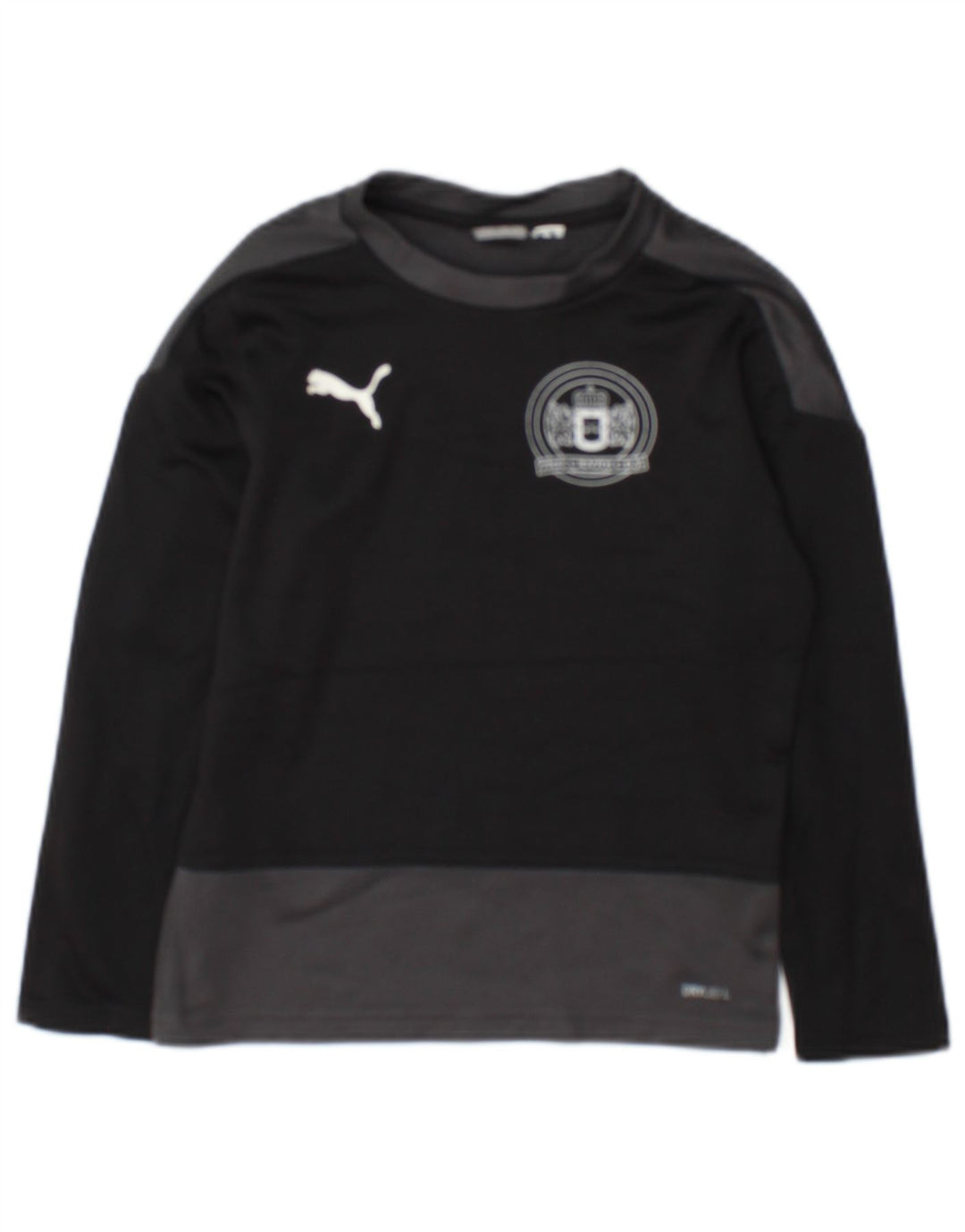 Puma Camiseta gráfica de manga larga para niños 7-8 años Negro Colorblock