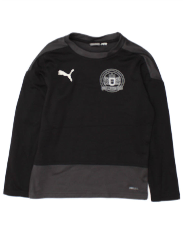 Puma Camiseta gráfica de manga larga para niños 7-8 años Negro Colorblock
