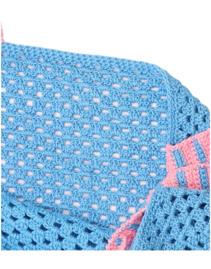 VINTAGE Mujer Crochet Cami Top Reino Unido 14 Azul Medio