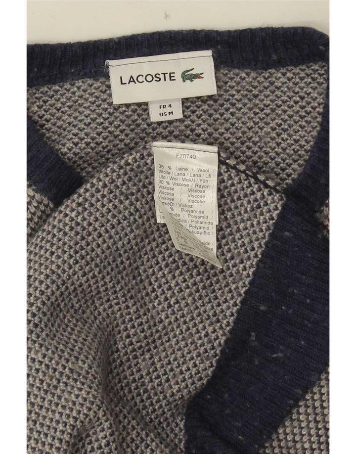 Lacoste Jersey de cuello redondo para hombre talla 4 mediano lana moteada azul marino