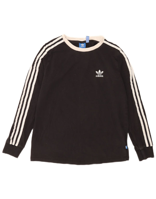 Adidas Womens Top Long Sleeve UK 14 Medium Black Cotton