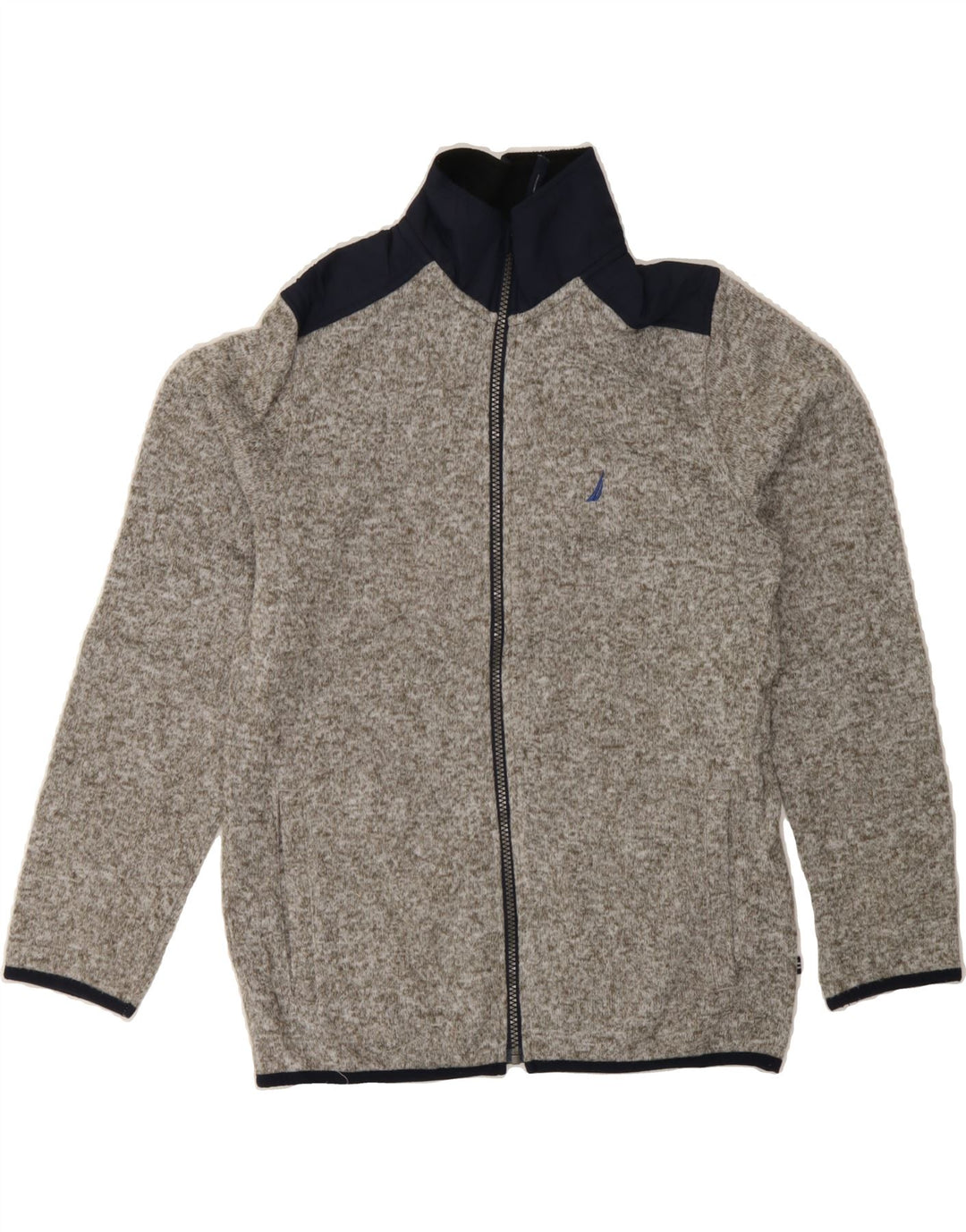 NAUTICA Boys Cardigan Sweater 14-15 Years Large Grey Flecked Polyester Vintage Nautica and Second-Hand Nautica from Messina Hembry 