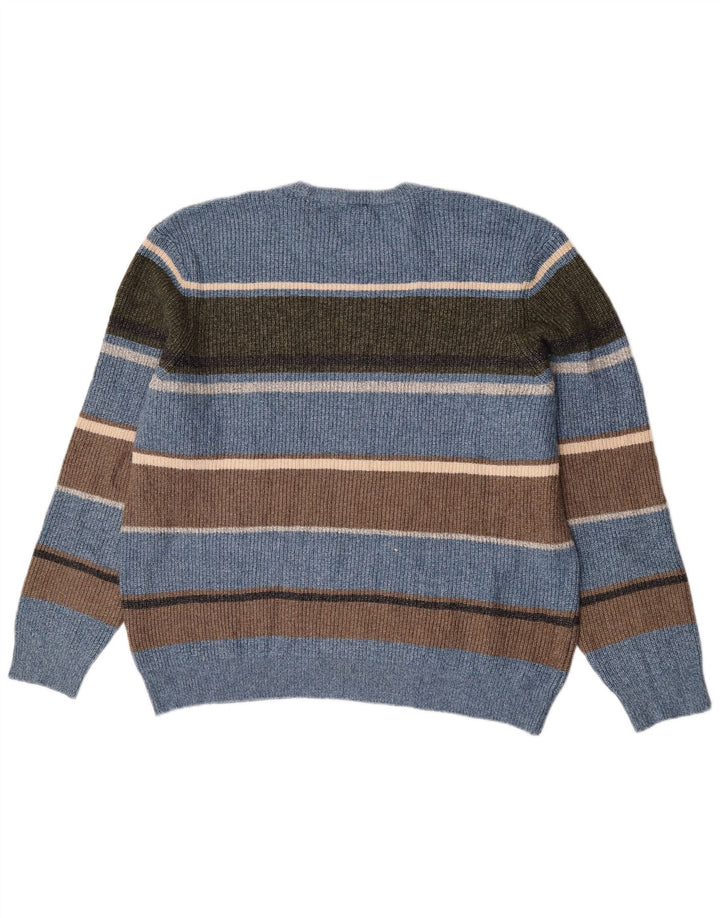 Marks & Spencer - Jersey de cuello redondo para hombre, talla 2XL, poliamida a rayas azules