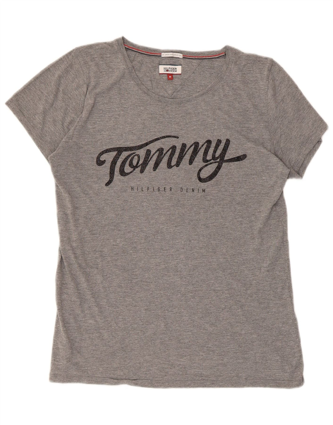Tommy Hilfiger Camiseta gráfica para mujer Top UK 44 Gris medio
