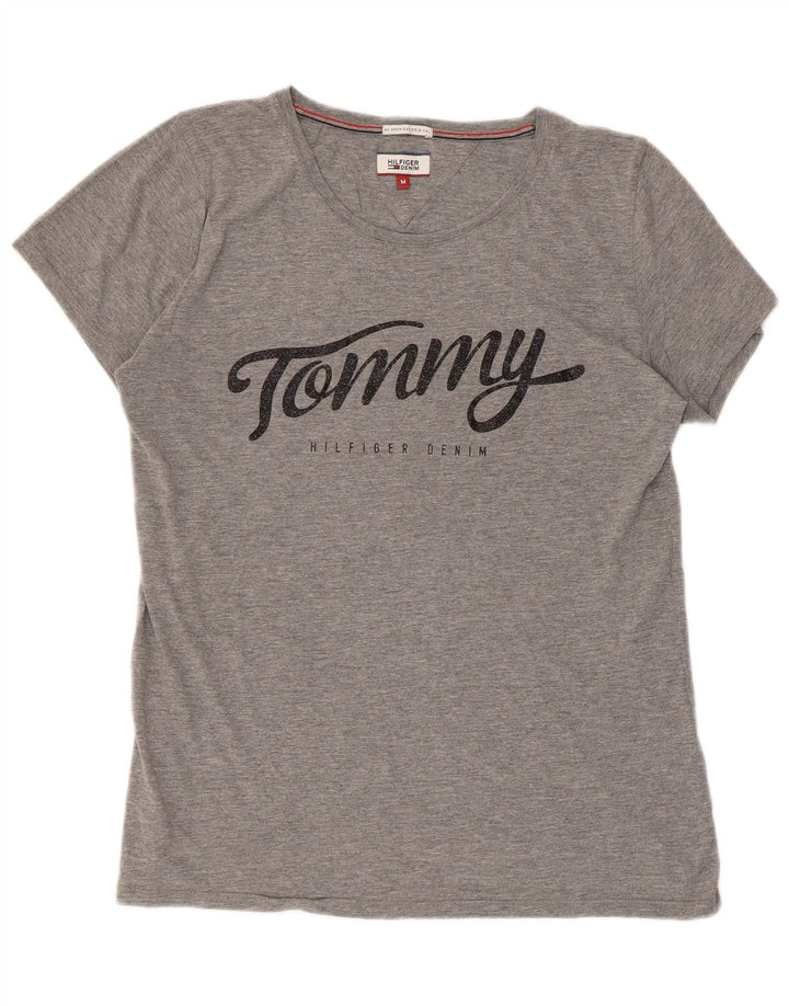 Tommy Hilfiger Camiseta gráfica para mujer Top UK 44 Gris medio
