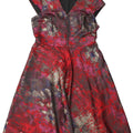 MARKS & SPENCER Vestido acampanado con estampado abstracto para mujer, talla 40, color rojo