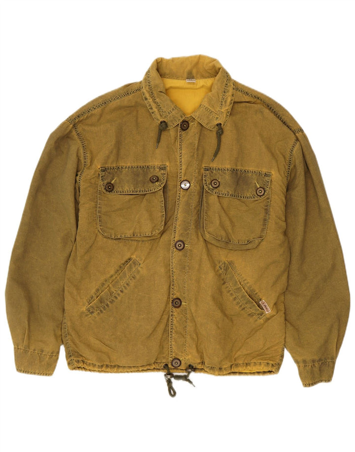 Chaqueta utilitaria vintage para hombre Reino Unido 44 2XL Caqui
