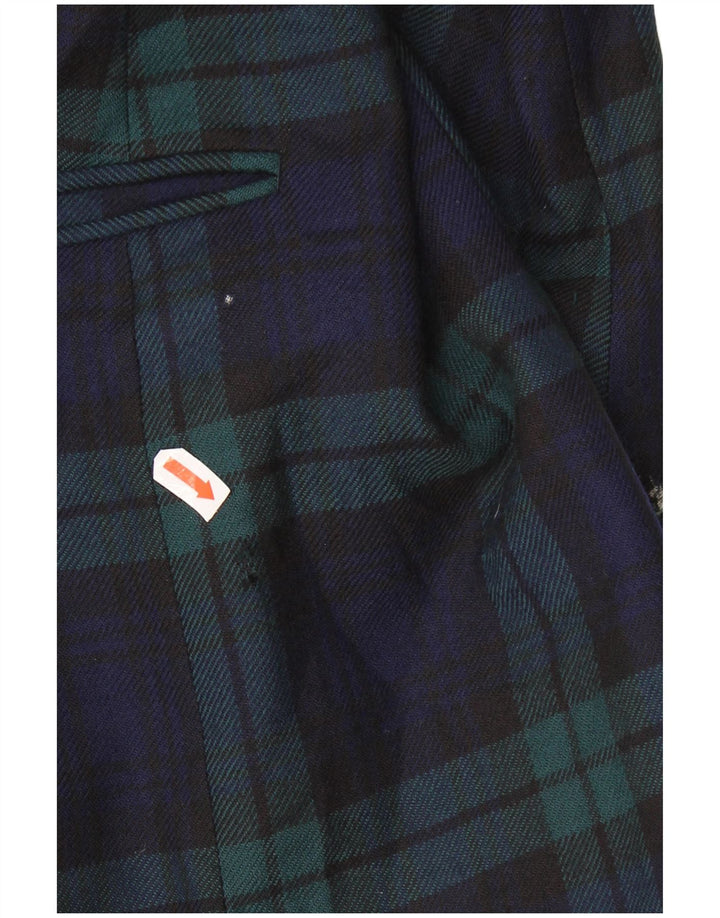 AQUASCUTUM Chaqueta tipo blazer de 3 botones para hombre UK 40 Large Navy Blue Check