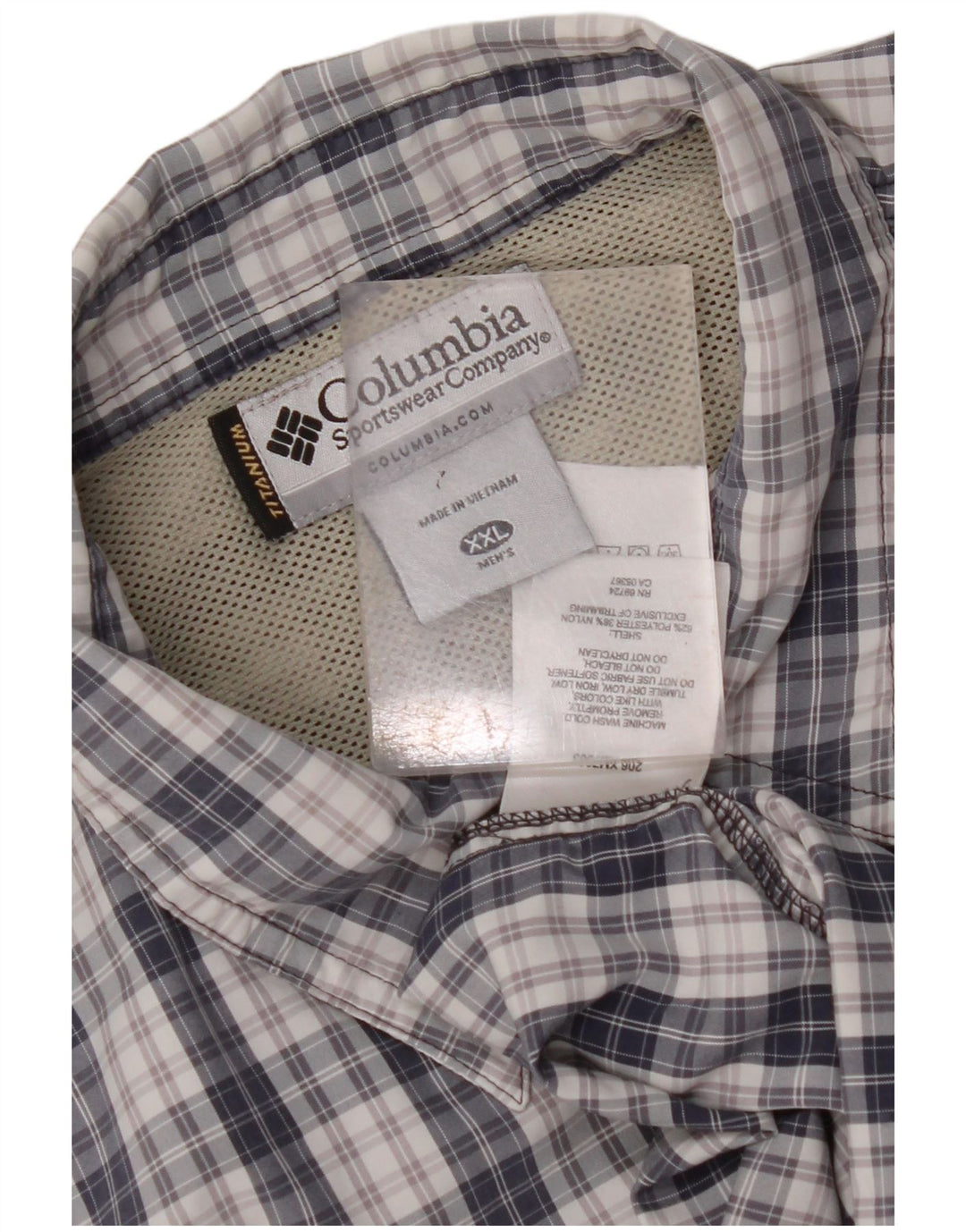COLUMBIA Camisa de titanio para hombre 2XL Poliéster a cuadros azul marino